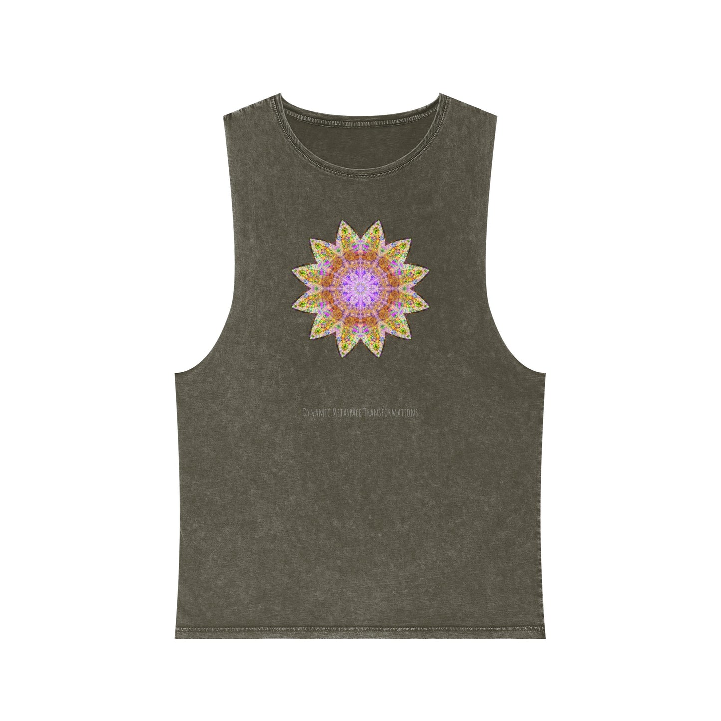 Unisex Stonewash Tank Top - Love Light Mandalas No.14