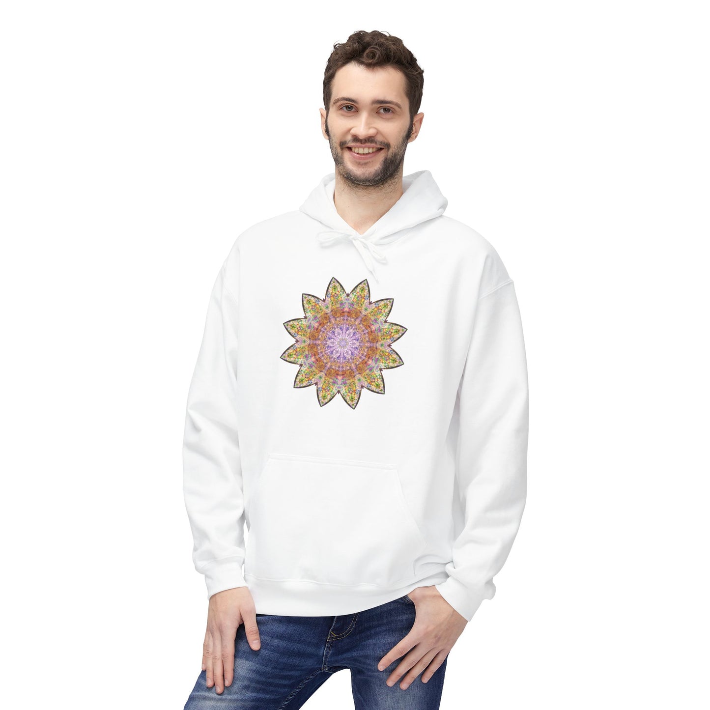 Unisex Midweight Softstyle Fleece Hoodie - Love Light Mandalas No.14