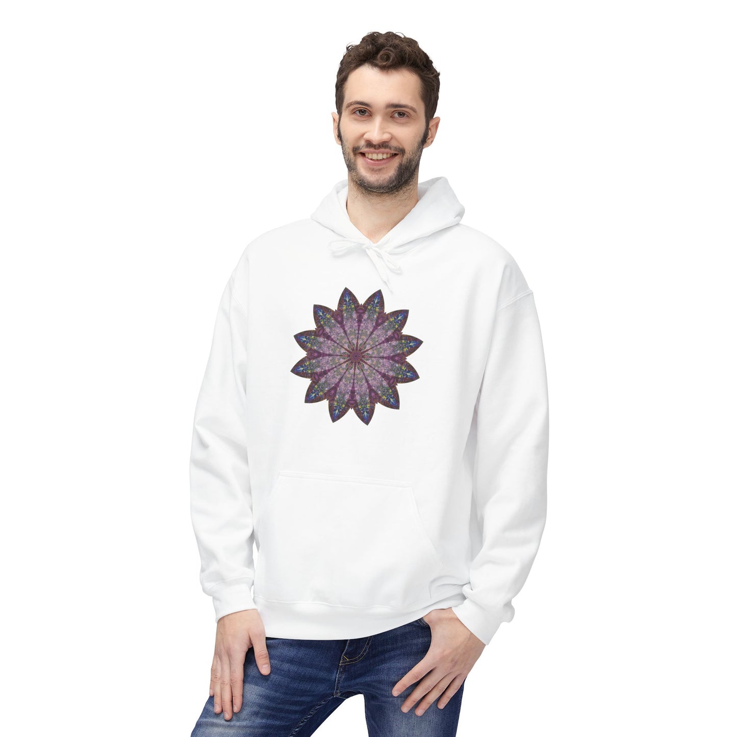 Unisex Midweight Softstyle Fleece Hoodie - Love Light Mandalas No.17