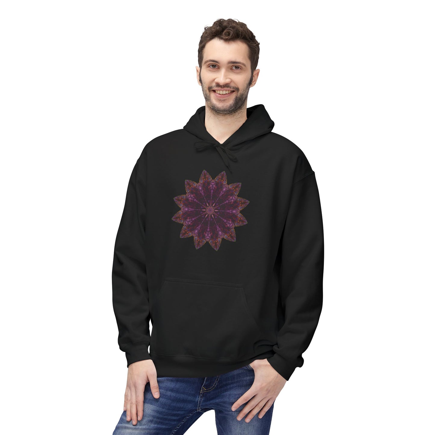 Unisex Midweight Softstyle Fleece Hoodie - Love Light Mandalas No.15