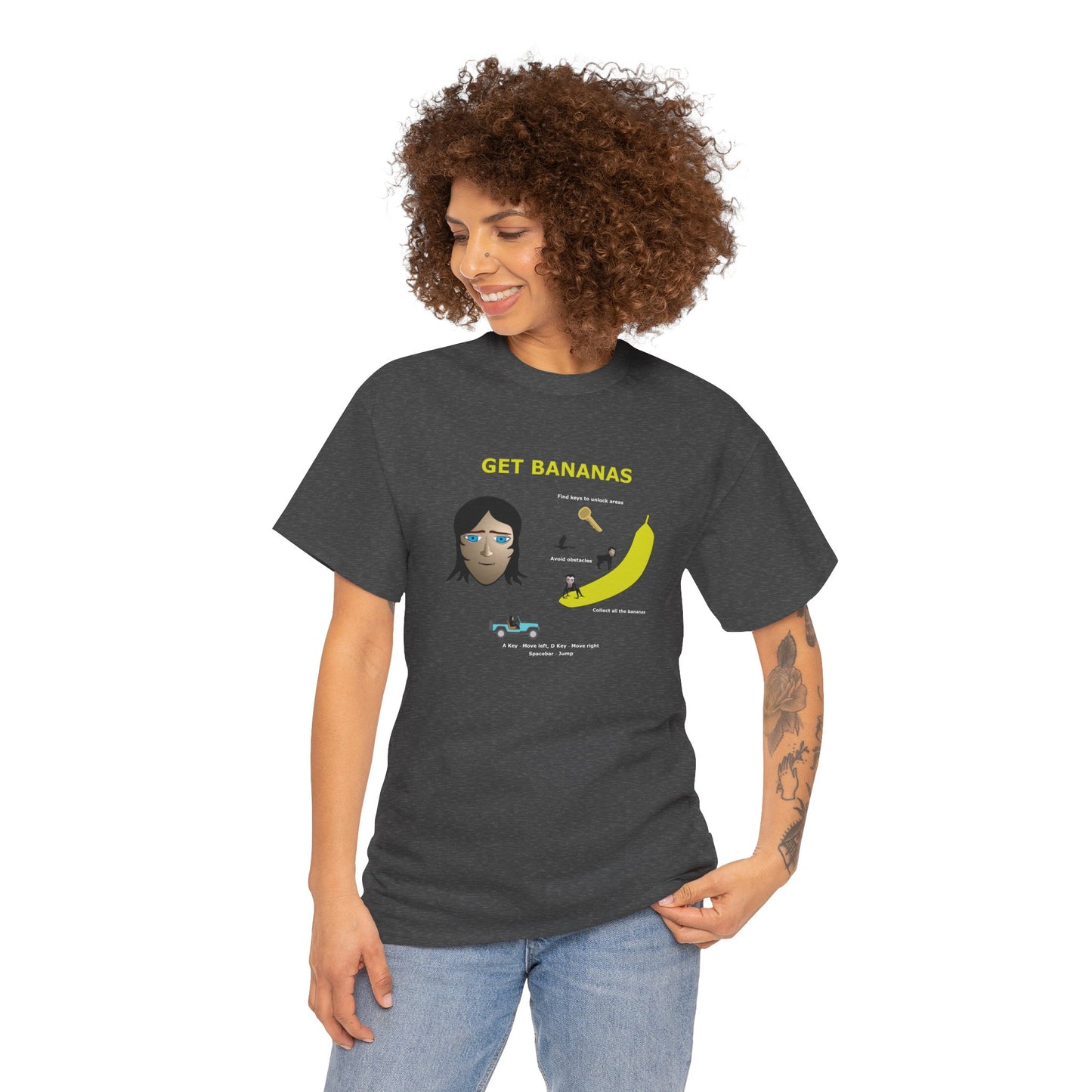 Unisex Heavy Cotton Tee - Monkey Shadows Get Bananas