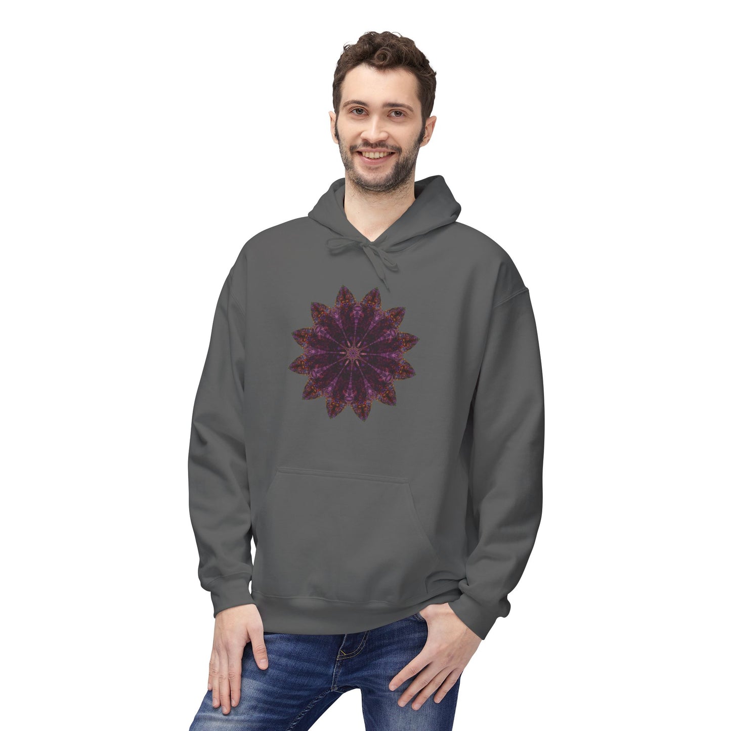 Unisex Midweight Softstyle Fleece Hoodie - Love Light Mandalas No.15