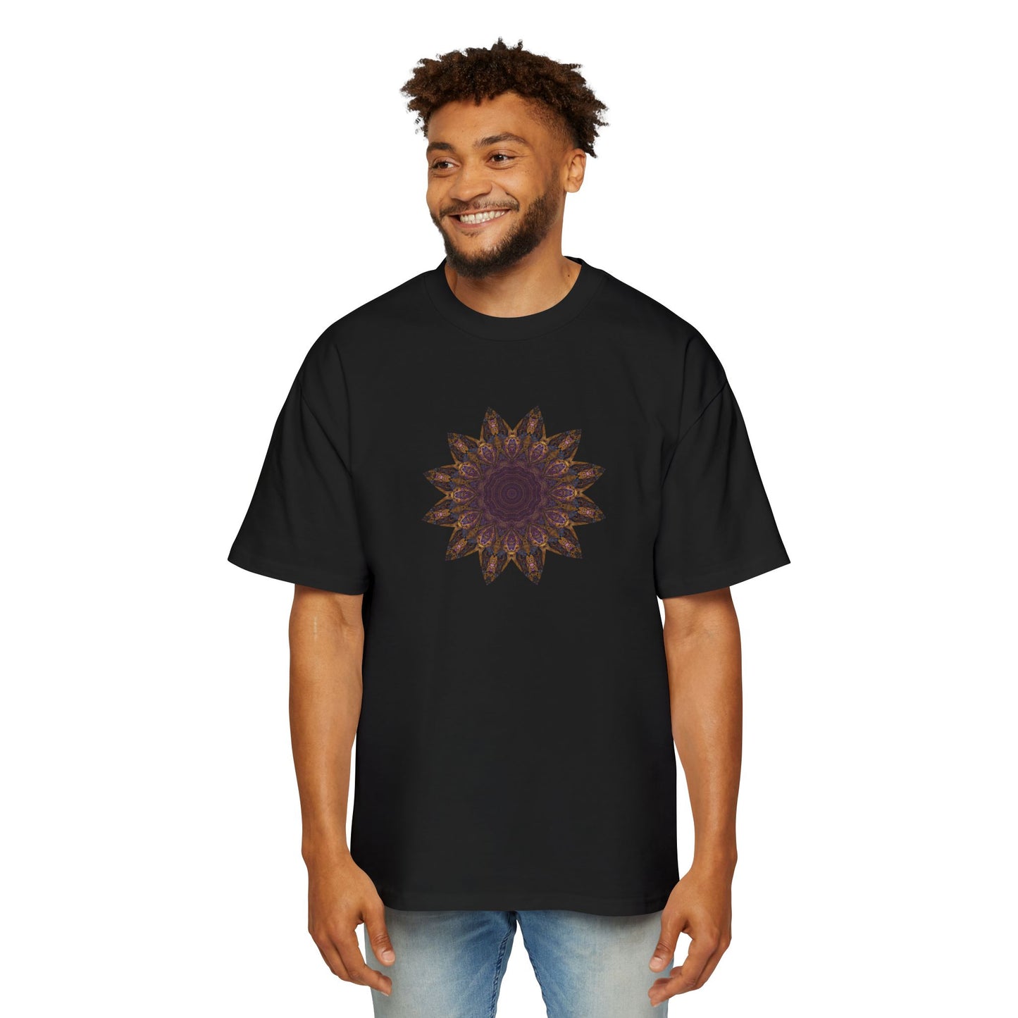 Men's Heavy Oversized Tee - Love Light Mandalas No.1