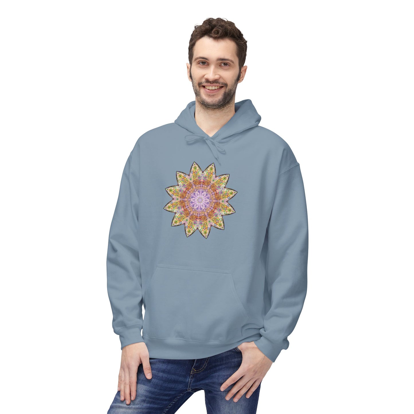 Unisex Midweight Softstyle Fleece Hoodie - Love Light Mandalas No.14
