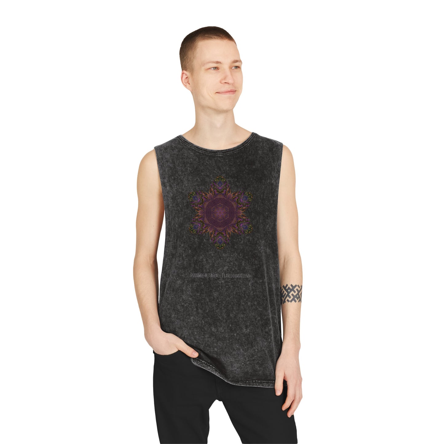 Unisex Stonewash Tank Top - Love Light Mandalas No.3