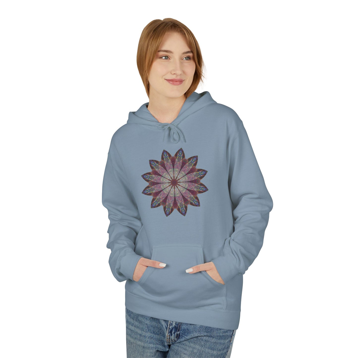 Unisex Midweight Softstyle Fleece Hoodie - Love Light Mandalas No.9