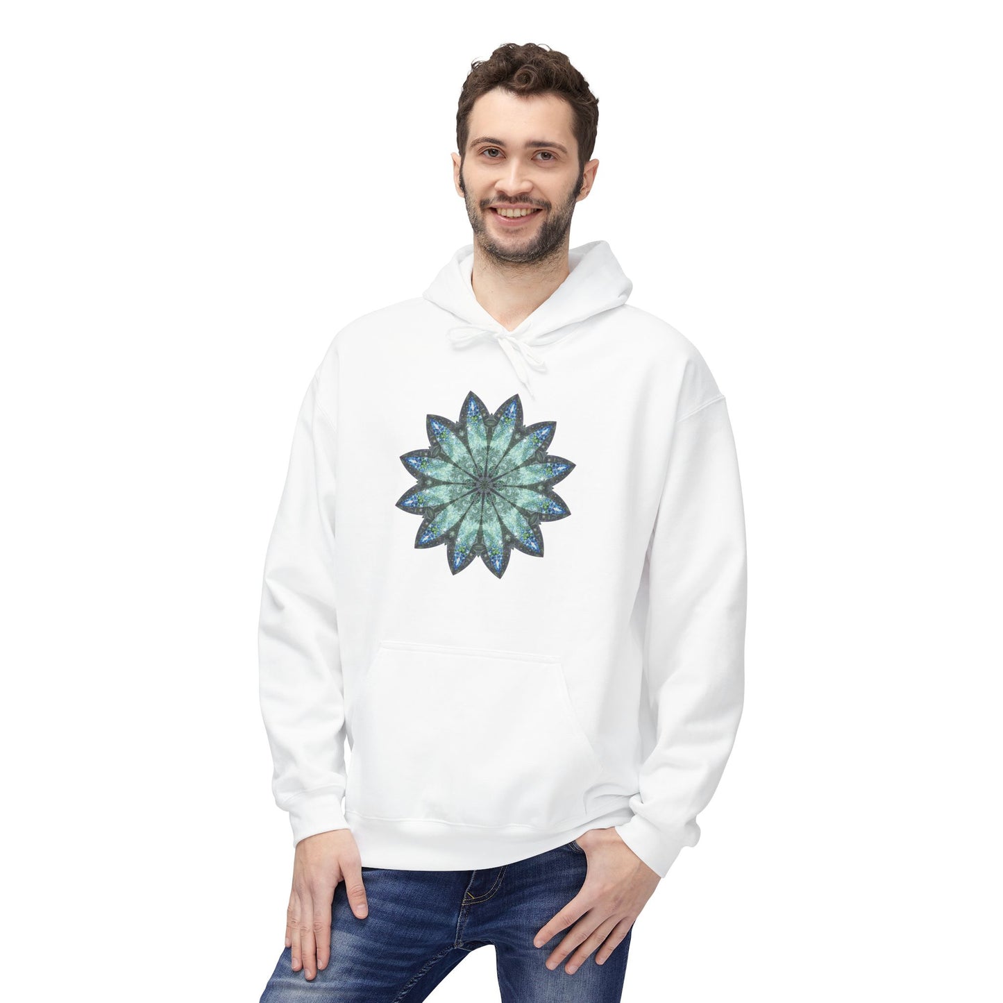 Unisex Midweight Softstyle Fleece Hoodie - Love Light Mandalas No.20