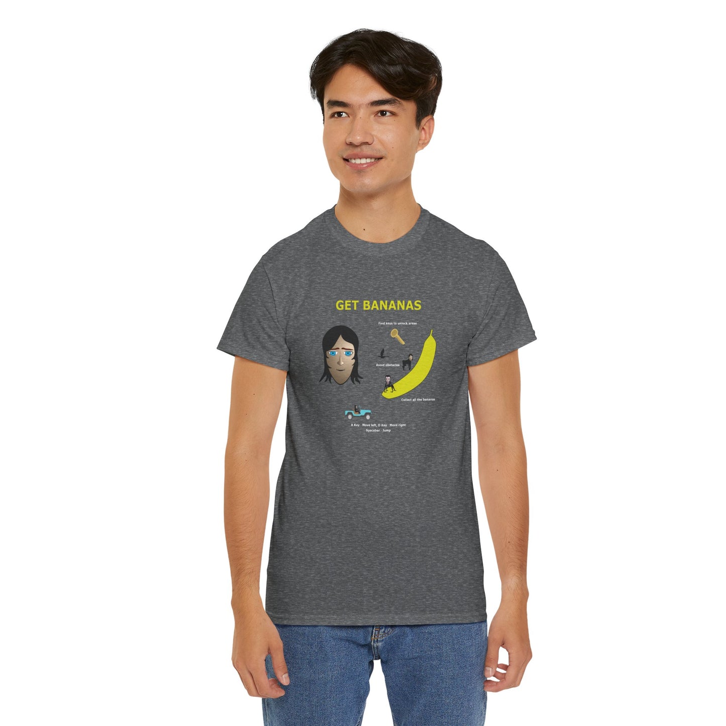 Unisex Heavy Cotton Tee - Monkey Shadows Get Bananas