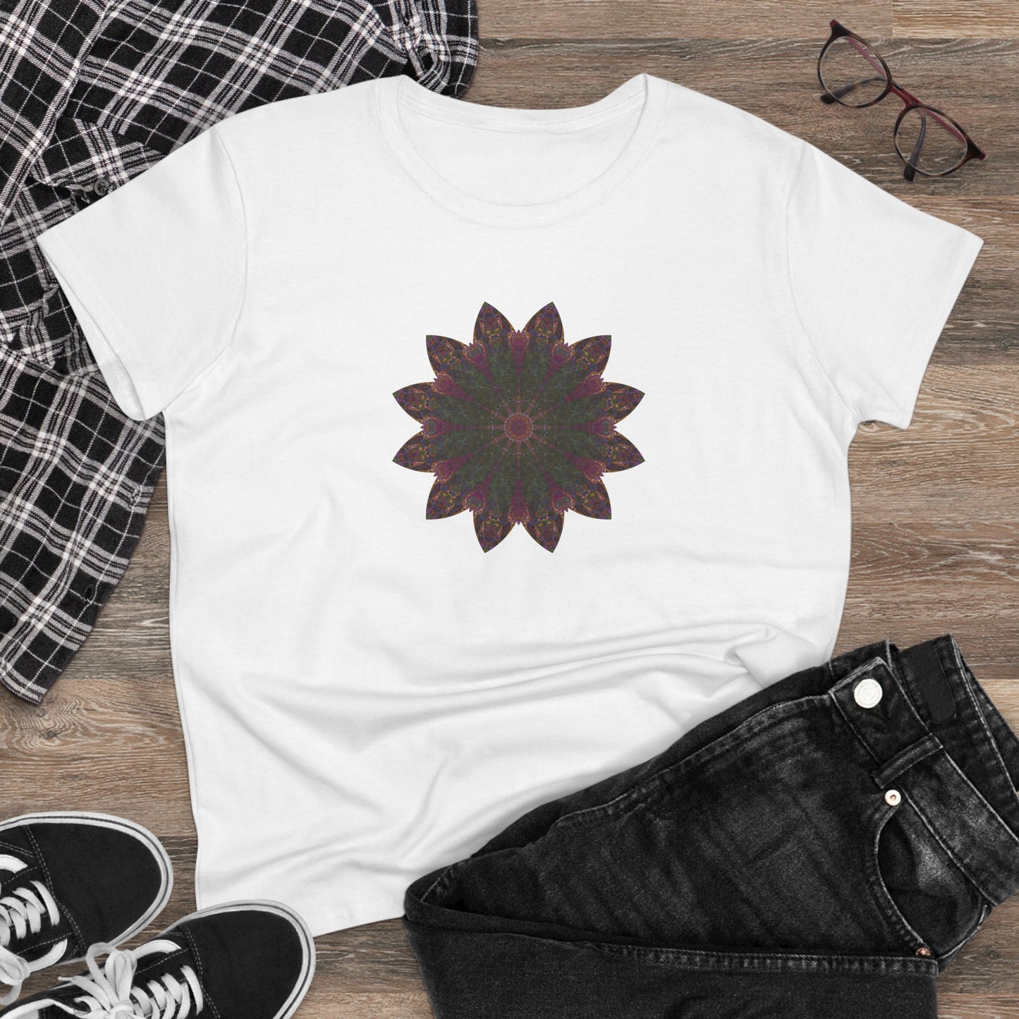 Women's Midweight Cotton Tee - Love Light Mandalas No.7