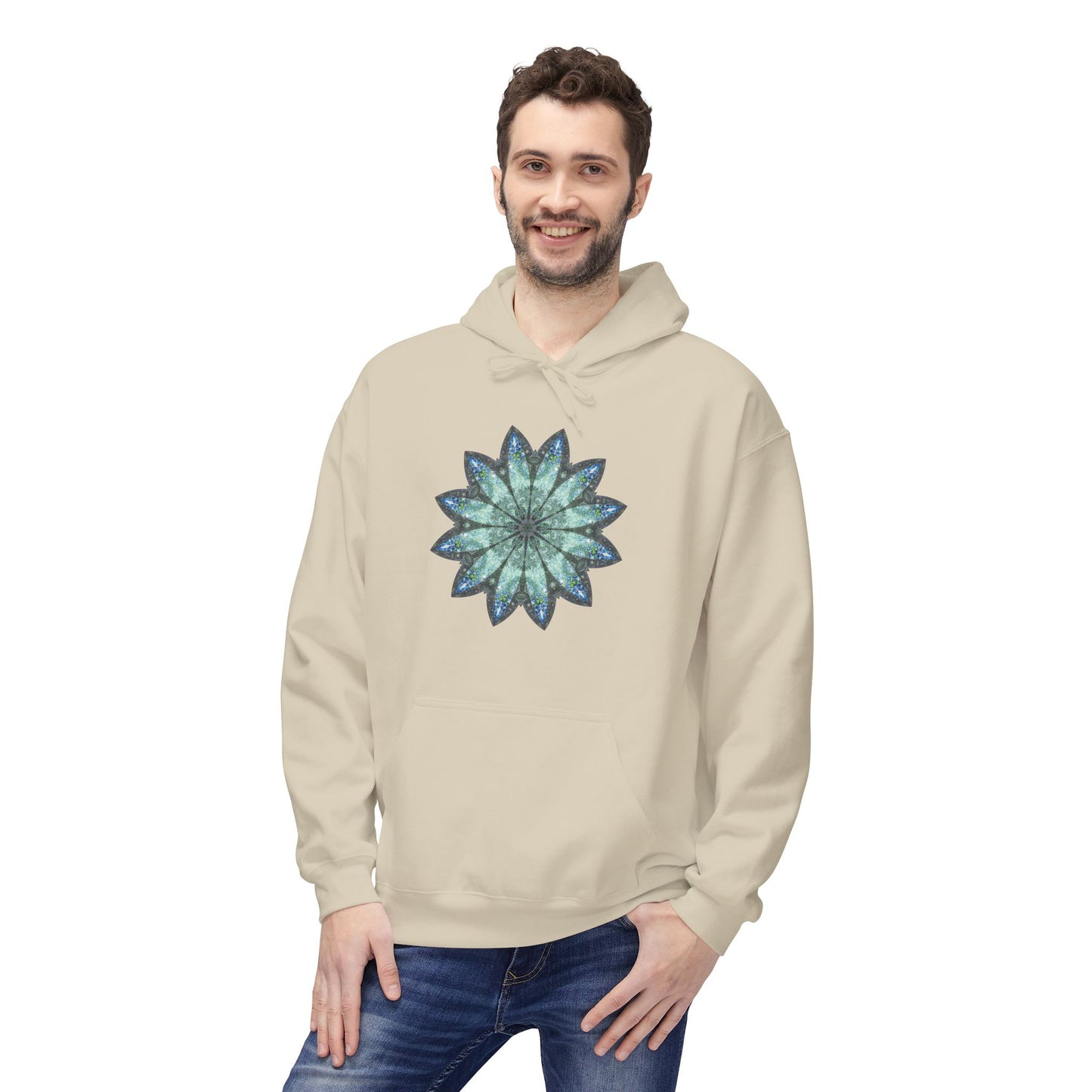 Unisex Midweight Softstyle Fleece Hoodie - Love Light Mandalas No.20