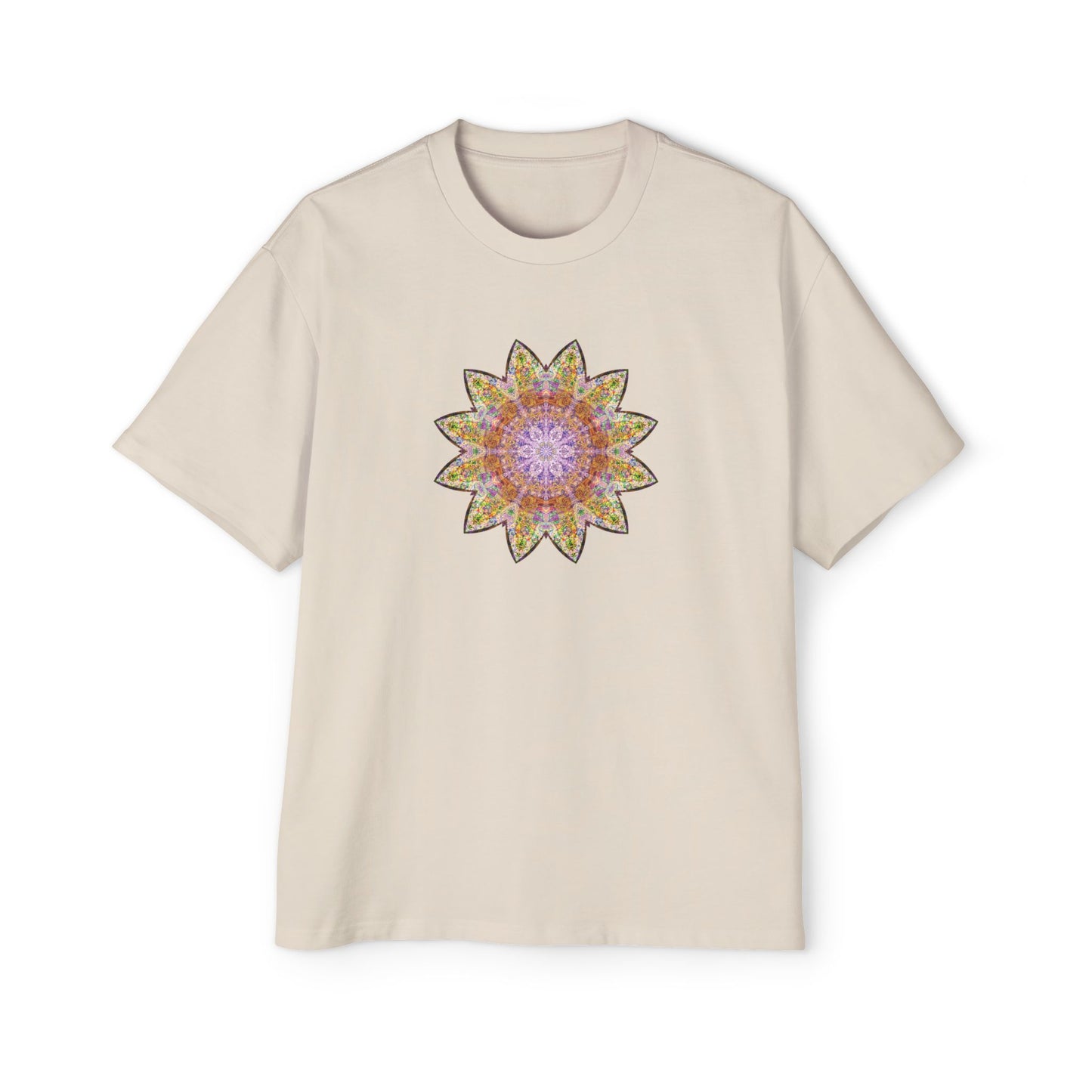 Men's Heavy Oversized Tee - Love Light Mandalas No.14
