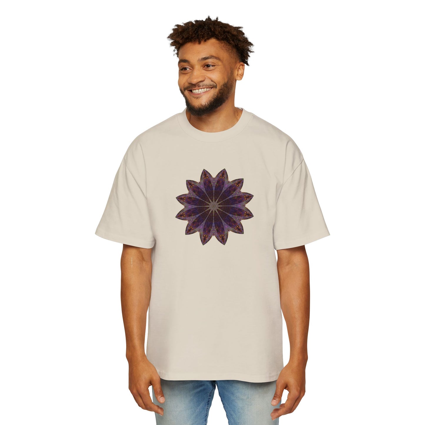 Men's Heavy Oversized Tee - Love Light Mandalas No.11