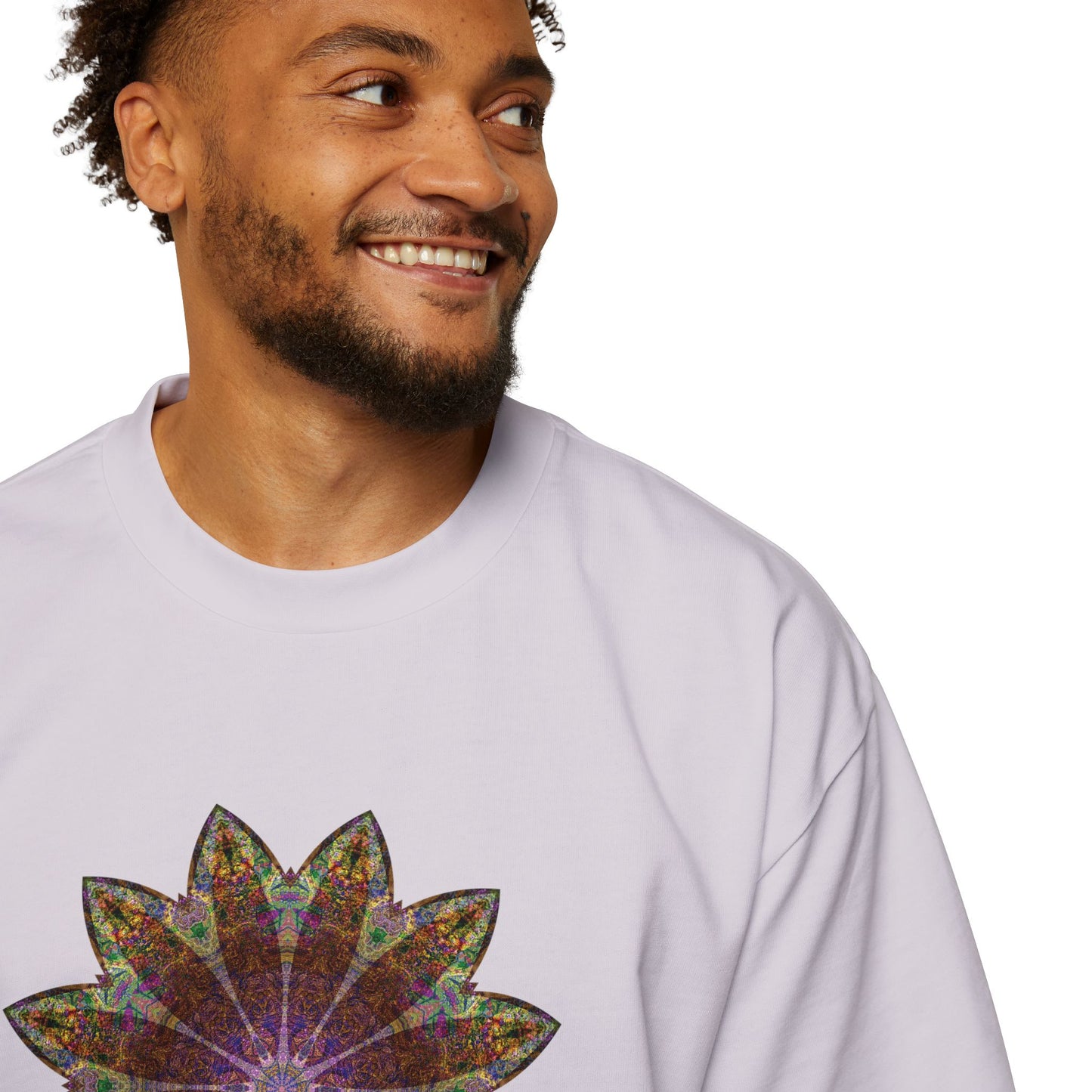 Men's Heavy Oversized Tee - Love Light Mandalas No.13