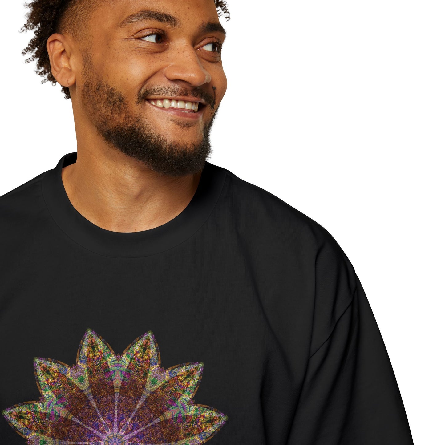 Men's Heavy Oversized Tee - Love Light Mandalas No.13