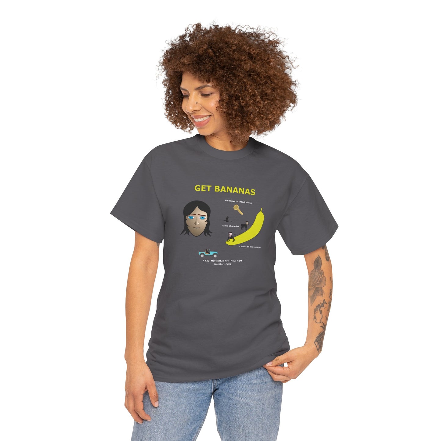 Unisex Heavy Cotton Tee - Monkey Shadows Get Bananas