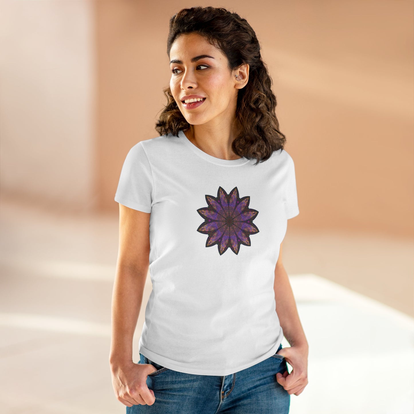 Women's Midweight Cotton Tee - Love Light Mandalas No.23