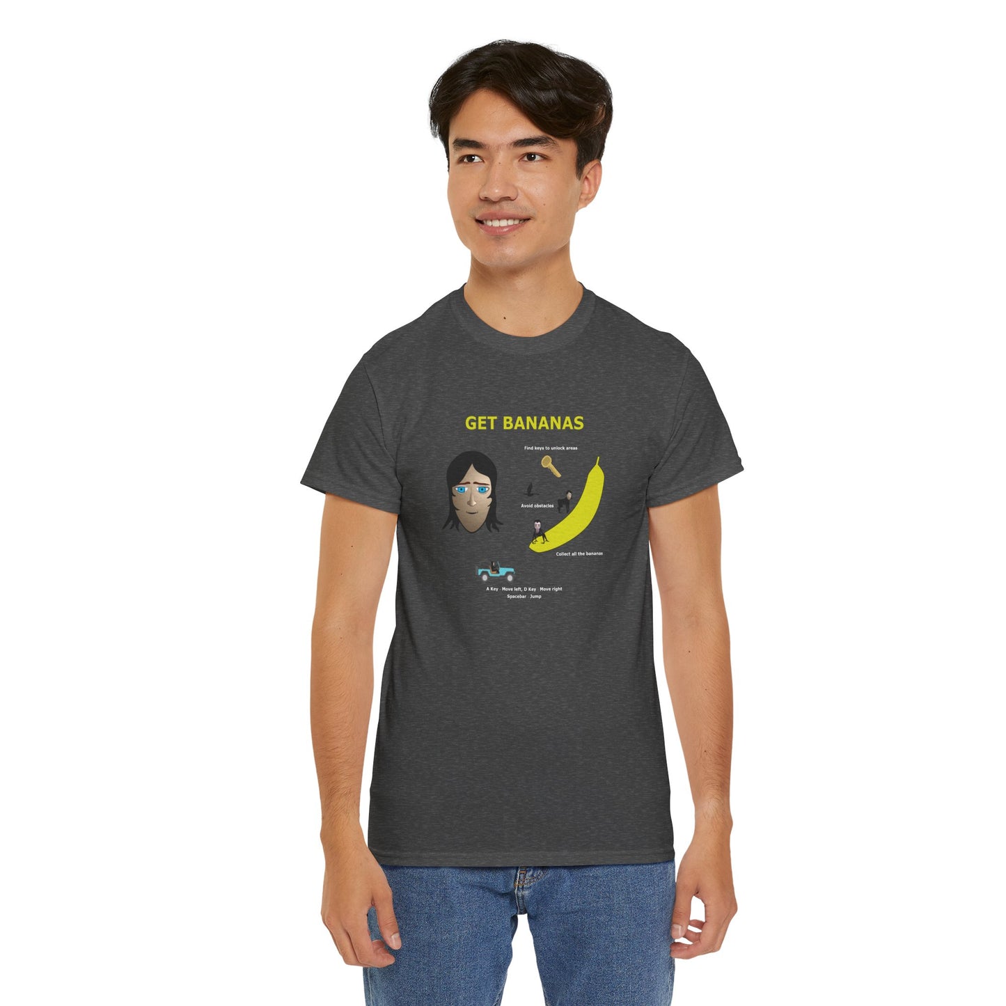 Unisex Heavy Cotton Tee - Monkey Shadows Get Bananas