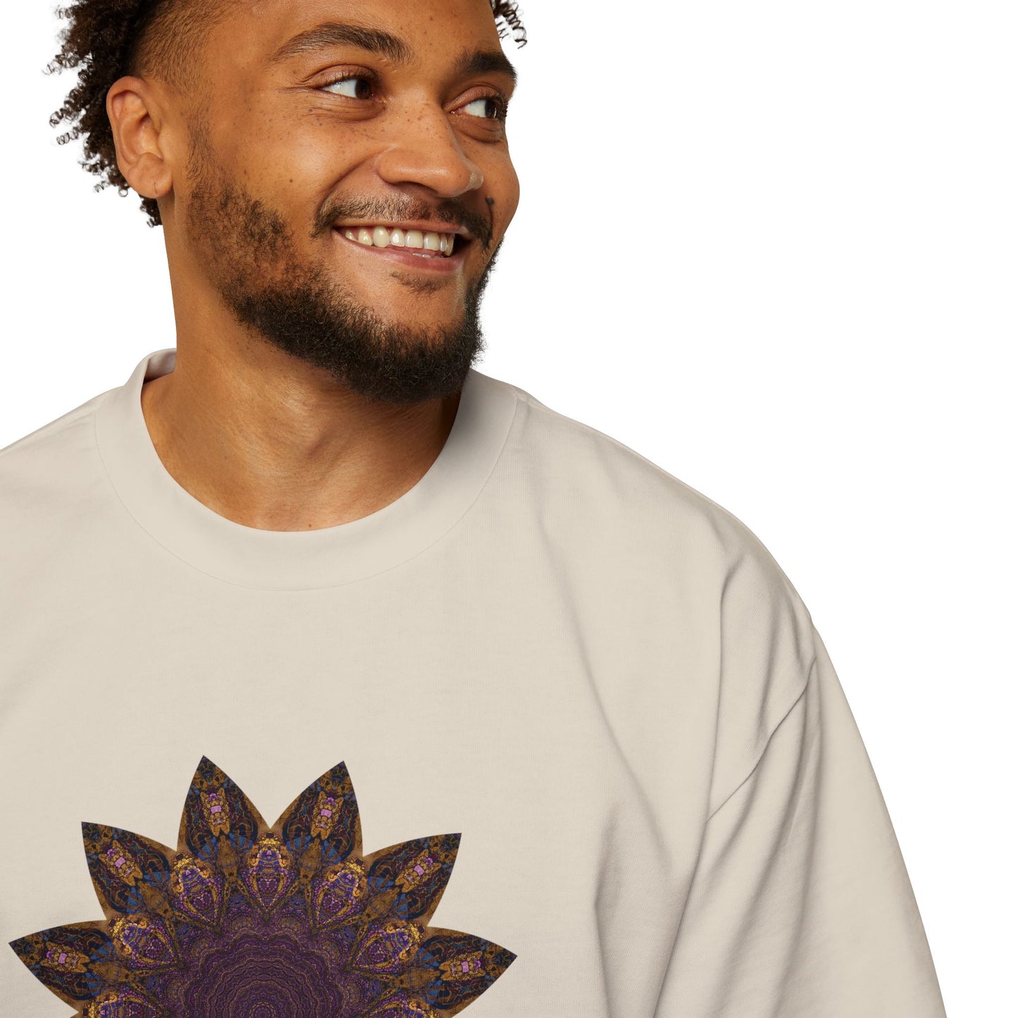 Men's Heavy Oversized Tee - Love Light Mandalas No.1