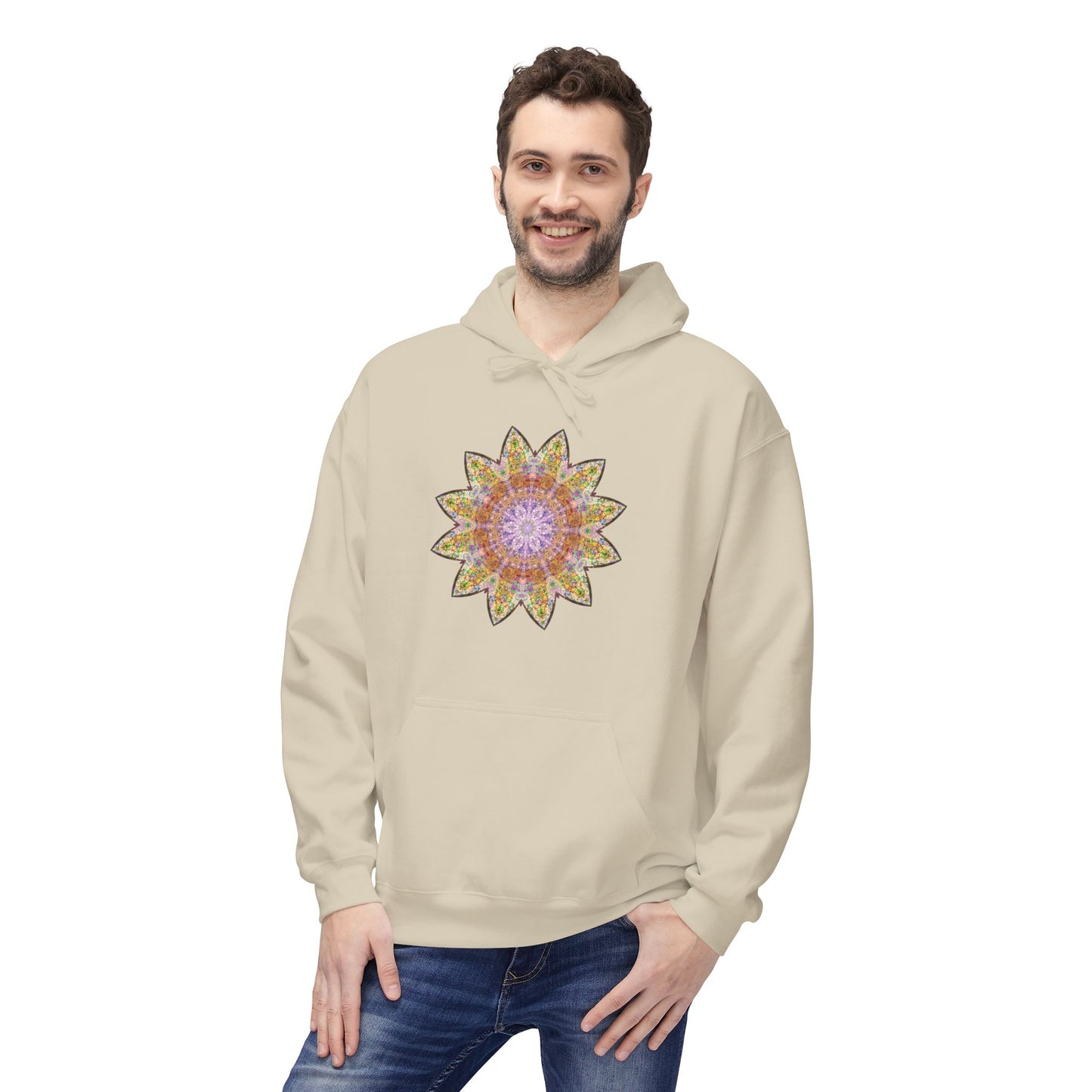 Unisex Midweight Softstyle Fleece Hoodie - Love Light Mandalas No.14