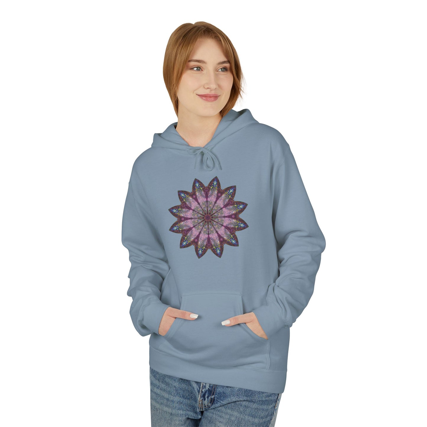 Unisex Midweight Softstyle Fleece Hoodie - Love Light Mandalas No.19