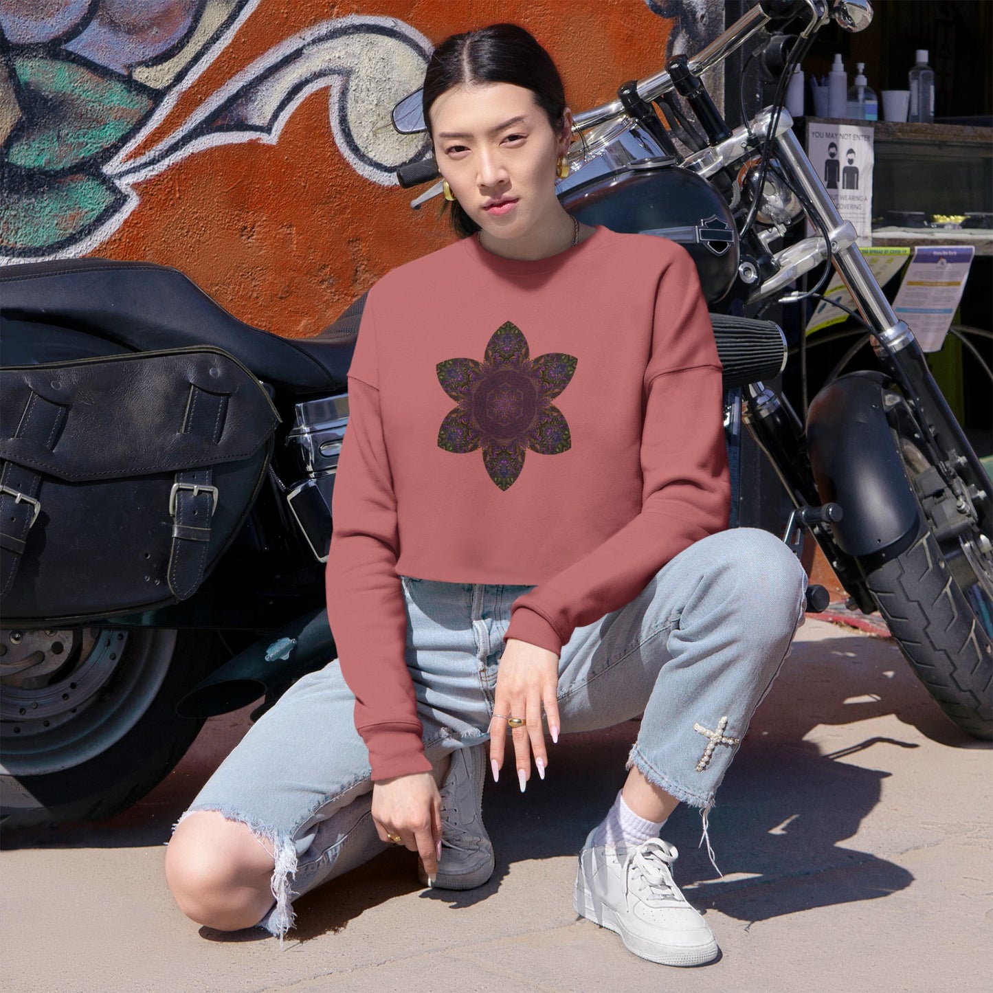Women's Cropped Sweatshirt - Love Light Mandalas No.3