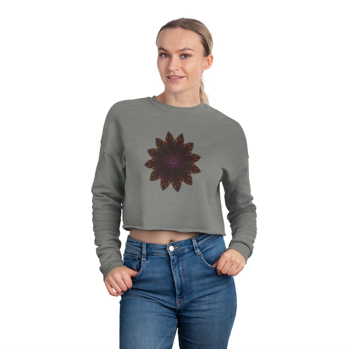 Women's Cropped Sweatshirt - Love Light Mandalas No.12