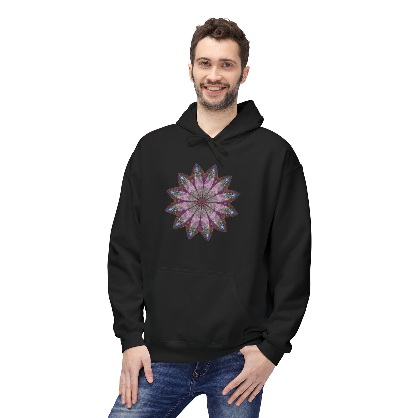 Unisex Midweight Softstyle Fleece Hoodie - Love Light Mandalas No.19