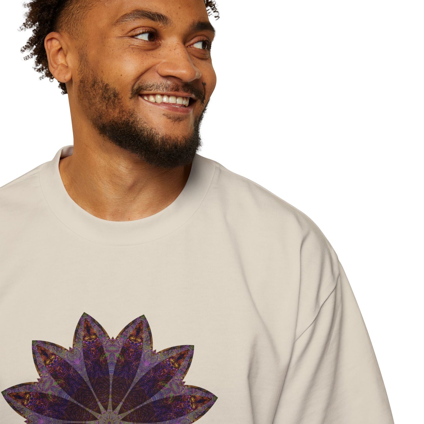 Men's Heavy Oversized Tee - Love Light Mandalas No.11