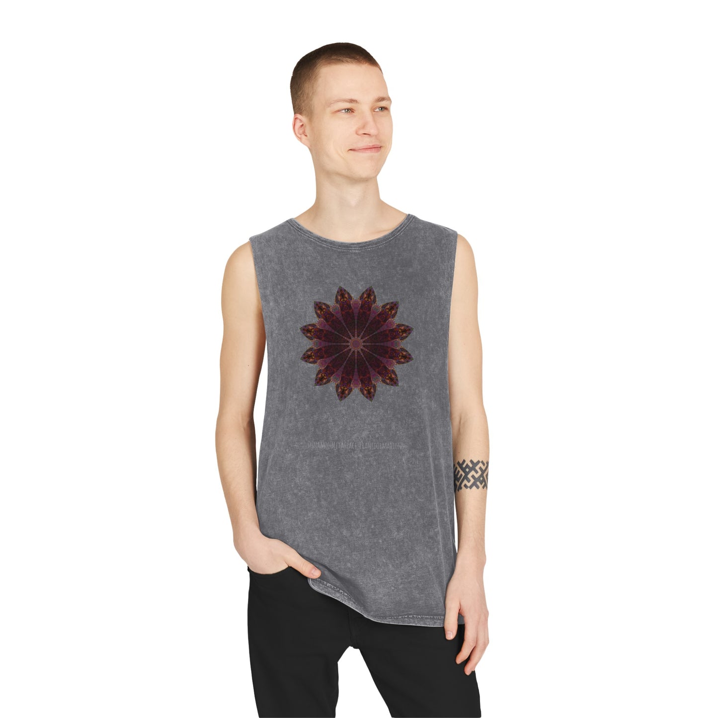 Unisex Stonewash Tank Top - Love Light Mandalas No.5