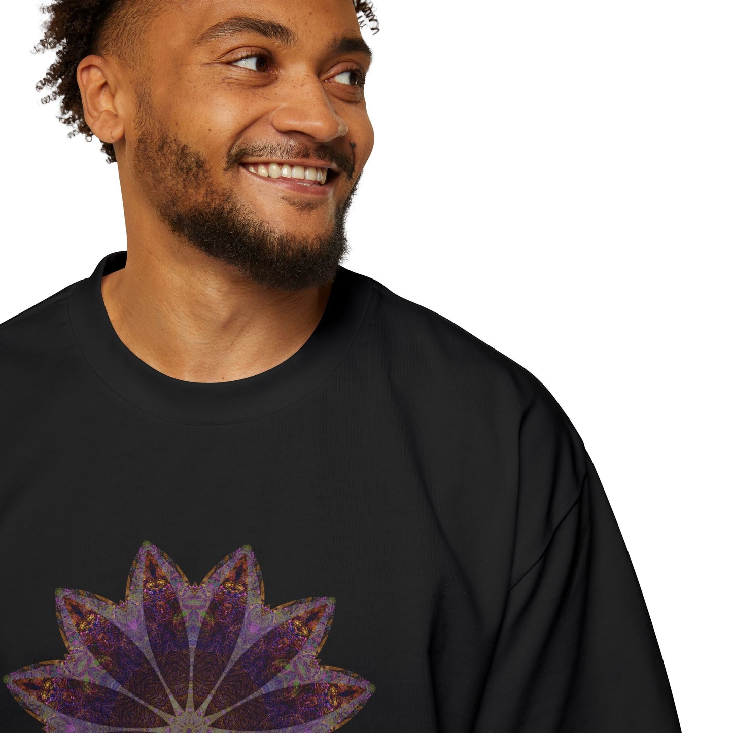 Men's Heavy Oversized Tee - Love Light Mandalas No.11