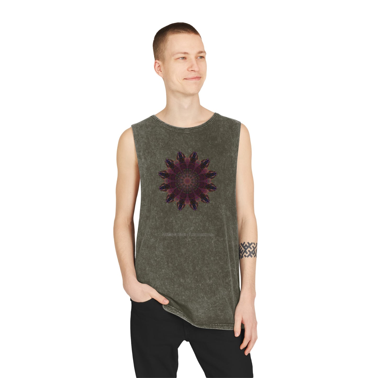 Unisex Stonewash Tank Top - Love Light Mandalas No.8