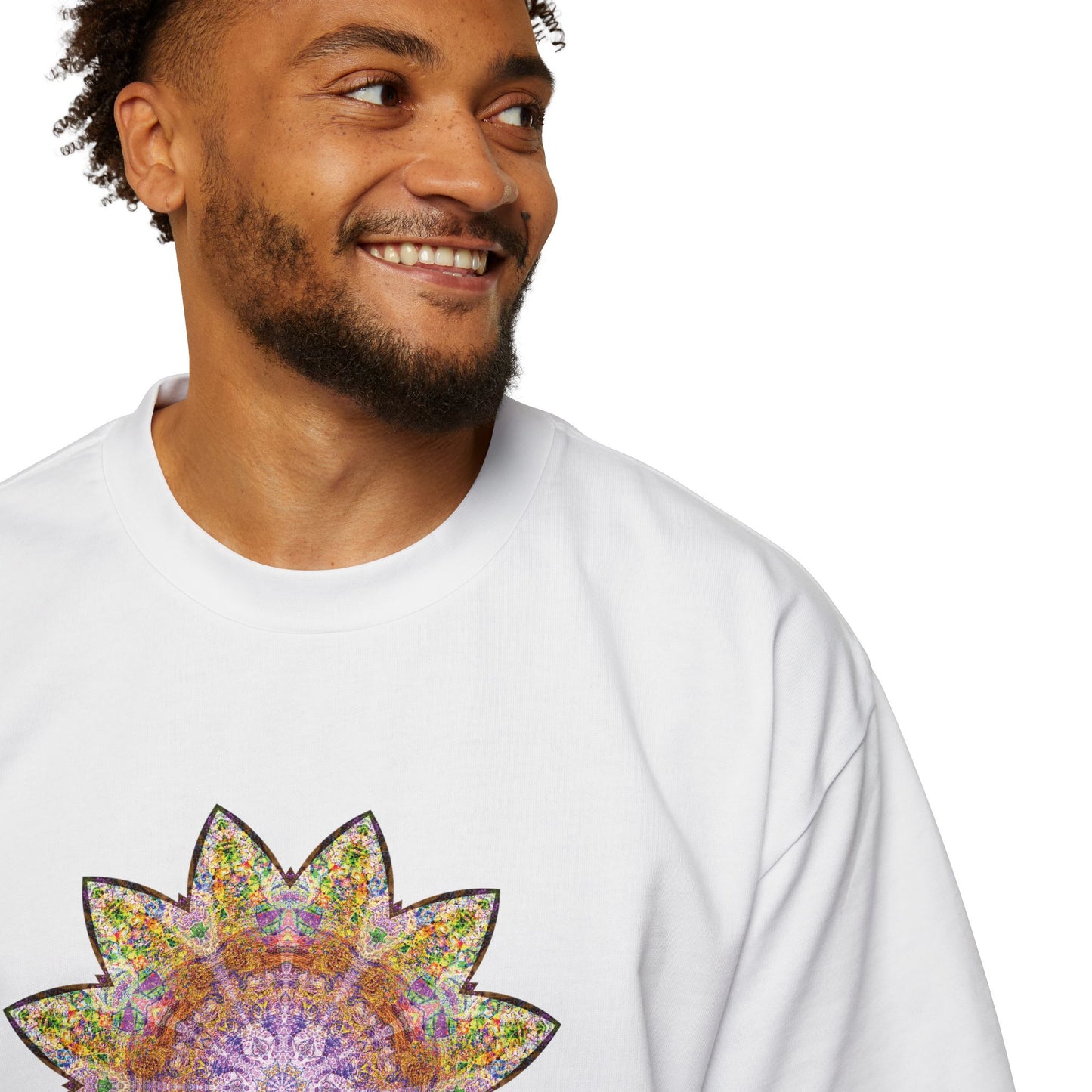 Men's Heavy Oversized Tee - Love Light Mandalas No.14