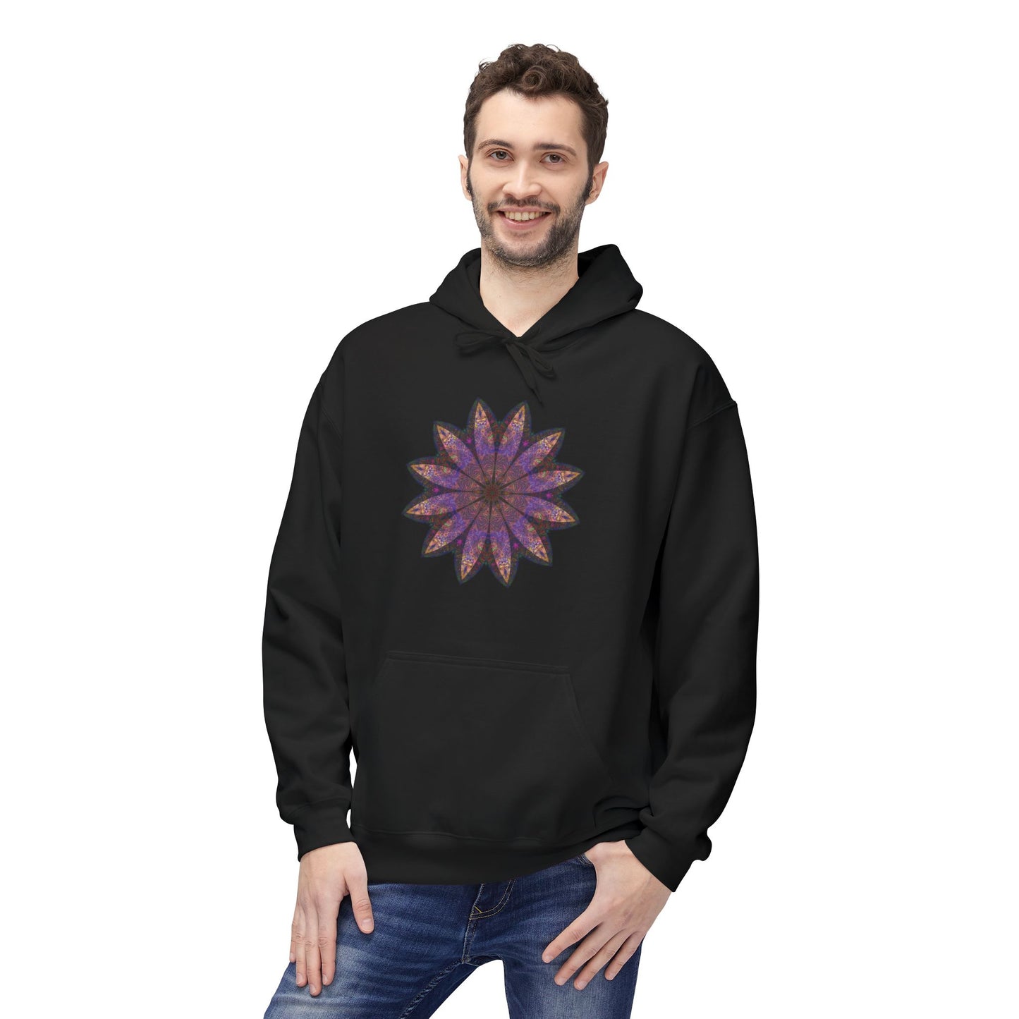 Unisex Midweight Softstyle Fleece Hoodie - Love Light Mandalas No.23