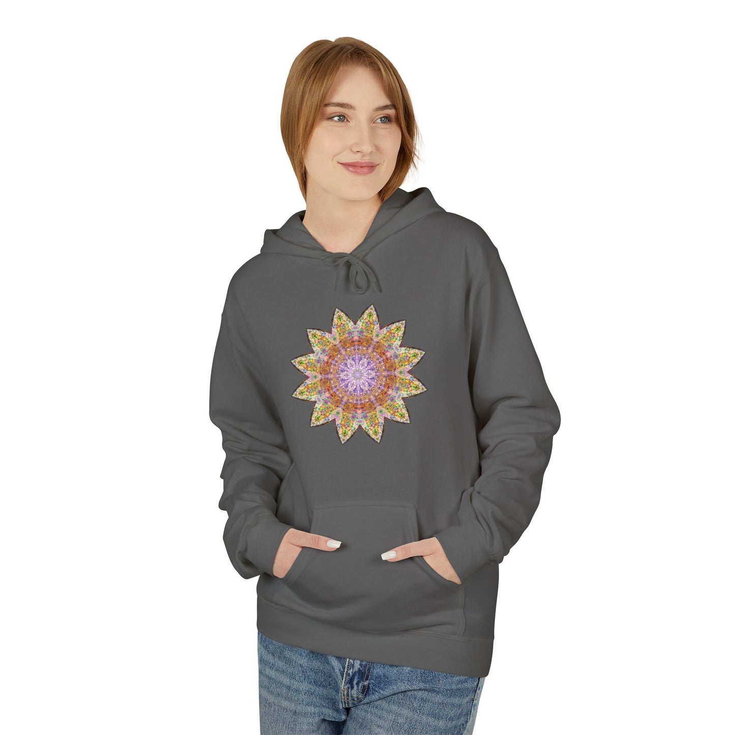 Unisex Midweight Softstyle Fleece Hoodie - Love Light Mandalas No.14