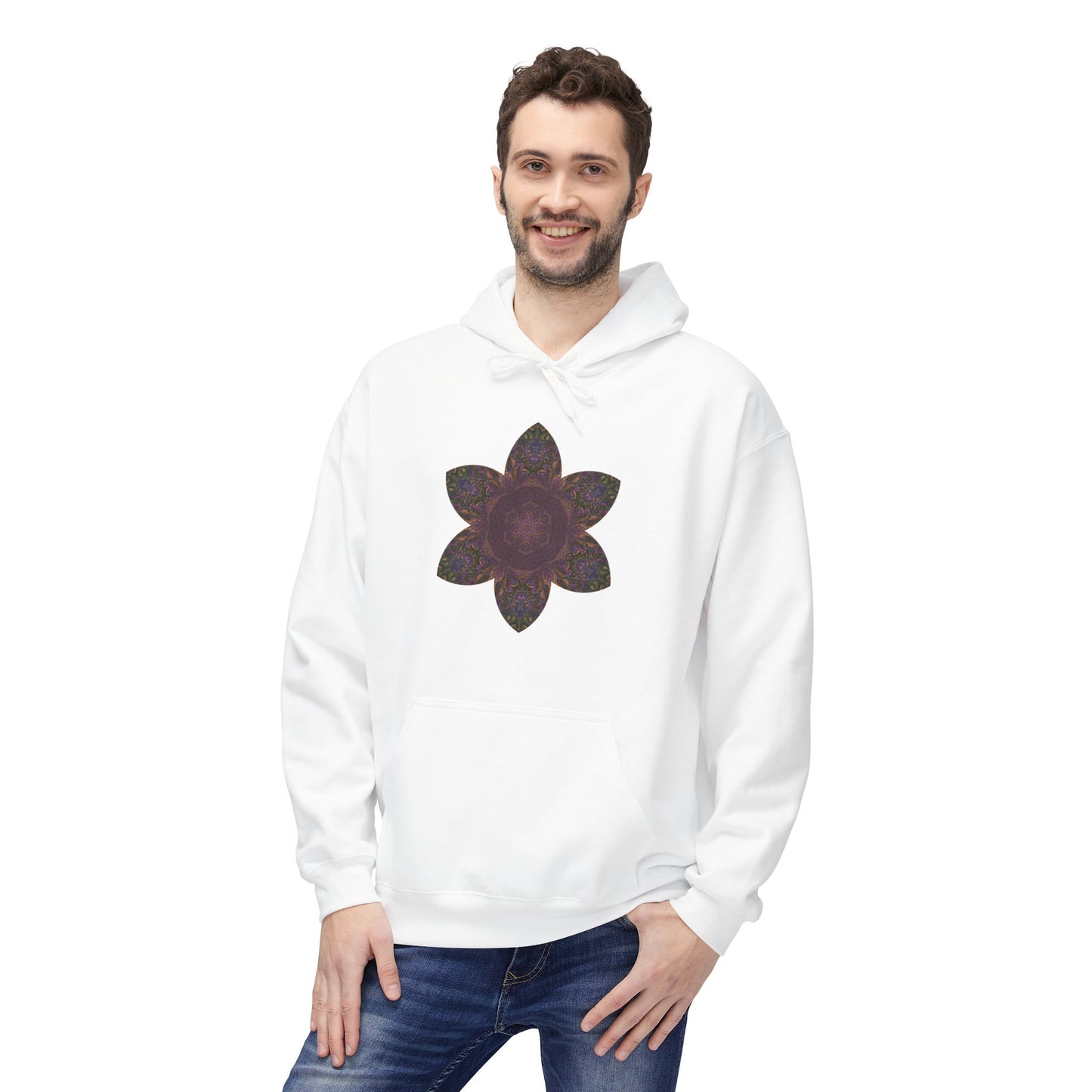 Unisex Midweight Softstyle Fleece Hoodie - Love Light Mandalas No.3