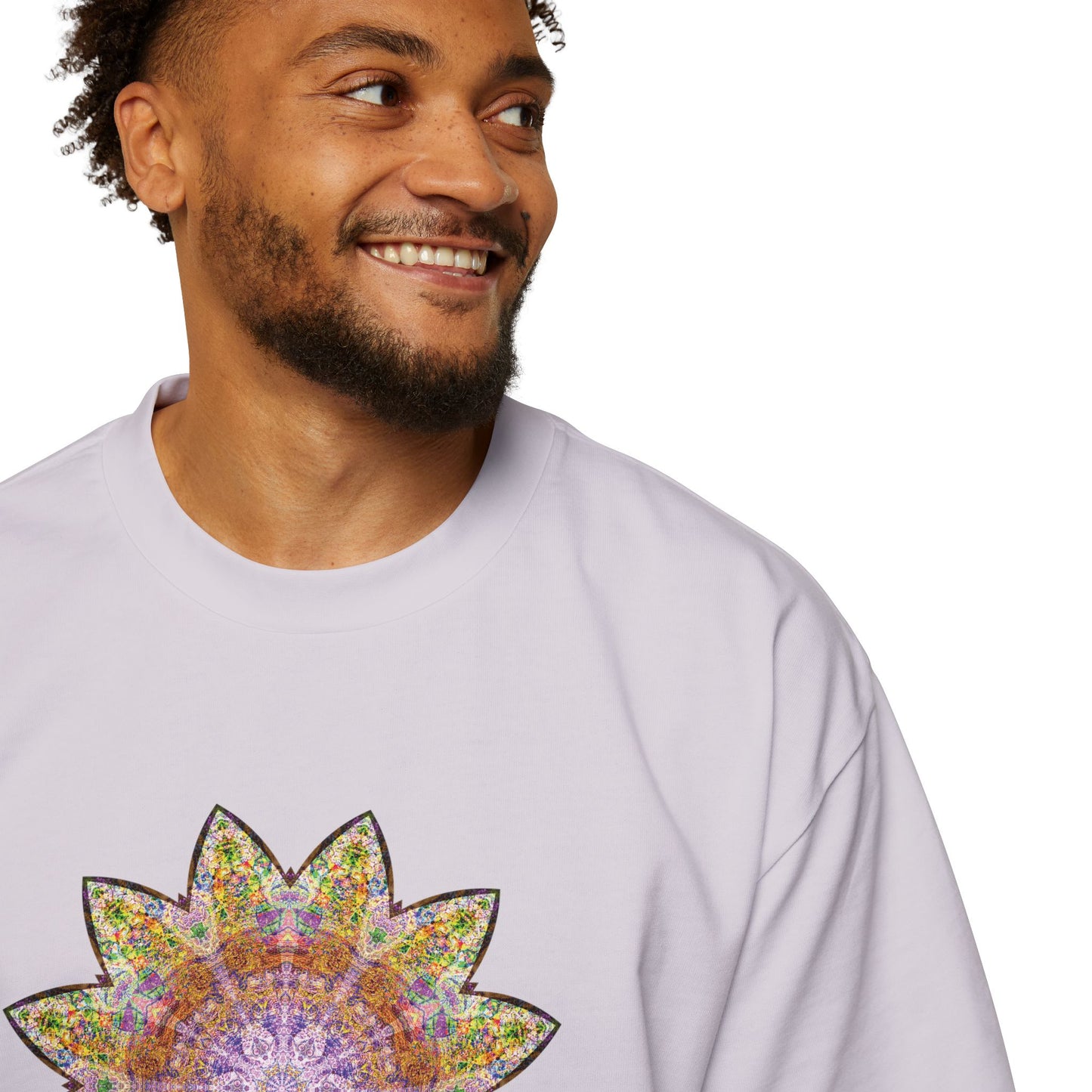 Men's Heavy Oversized Tee - Love Light Mandalas No.14