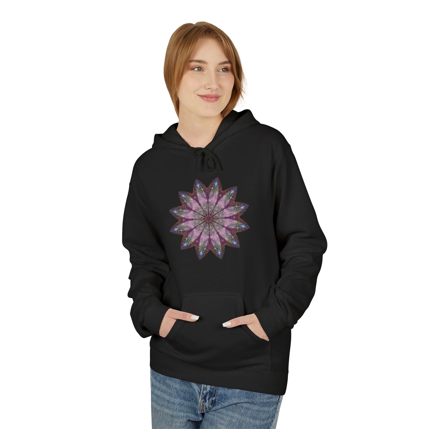 Unisex Midweight Softstyle Fleece Hoodie - Love Light Mandalas No.19