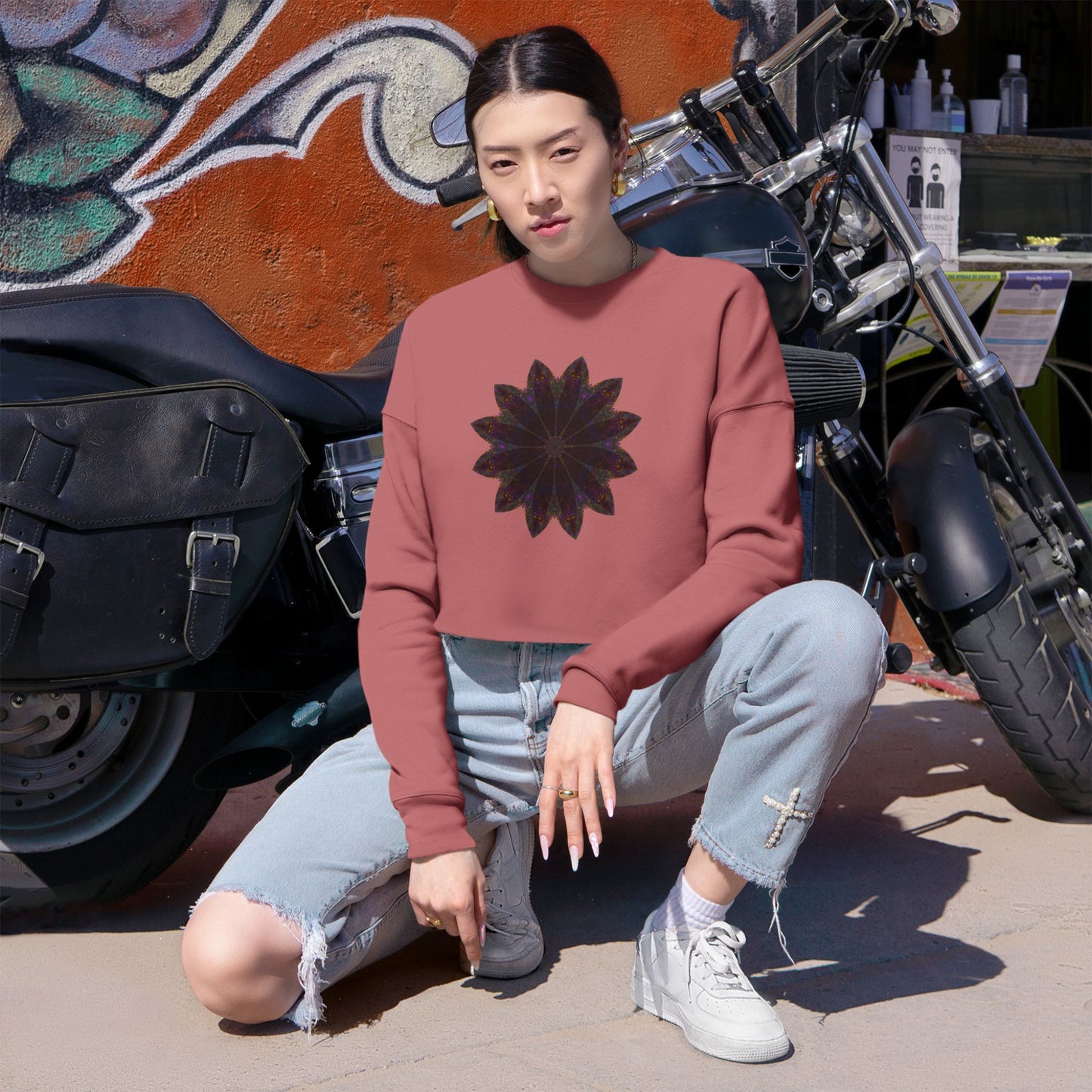 Women's Cropped Sweatshirt - Love Light Mandalas No.10