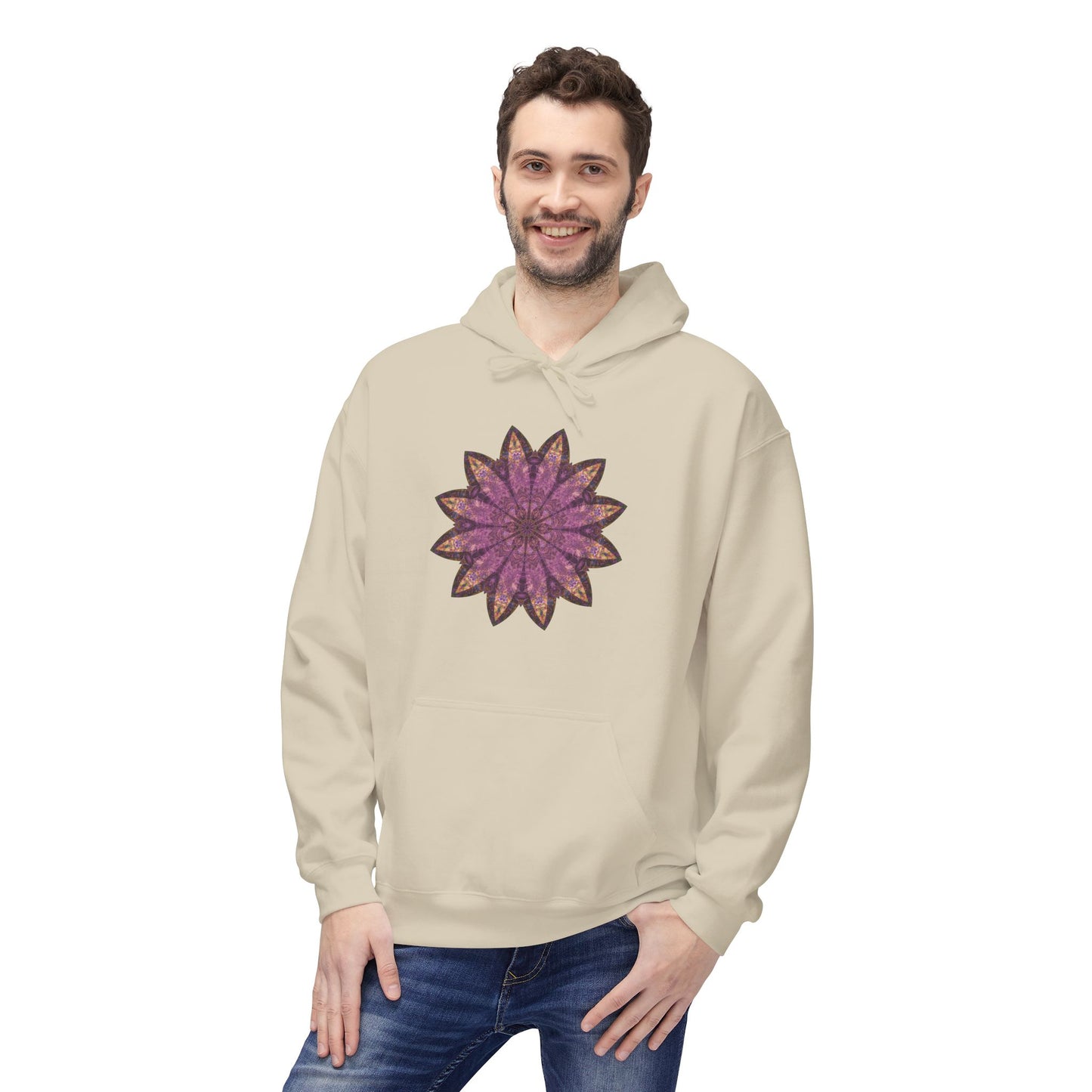 Unisex Midweight Softstyle Fleece Hoodie - Love Light Mandalas No.16