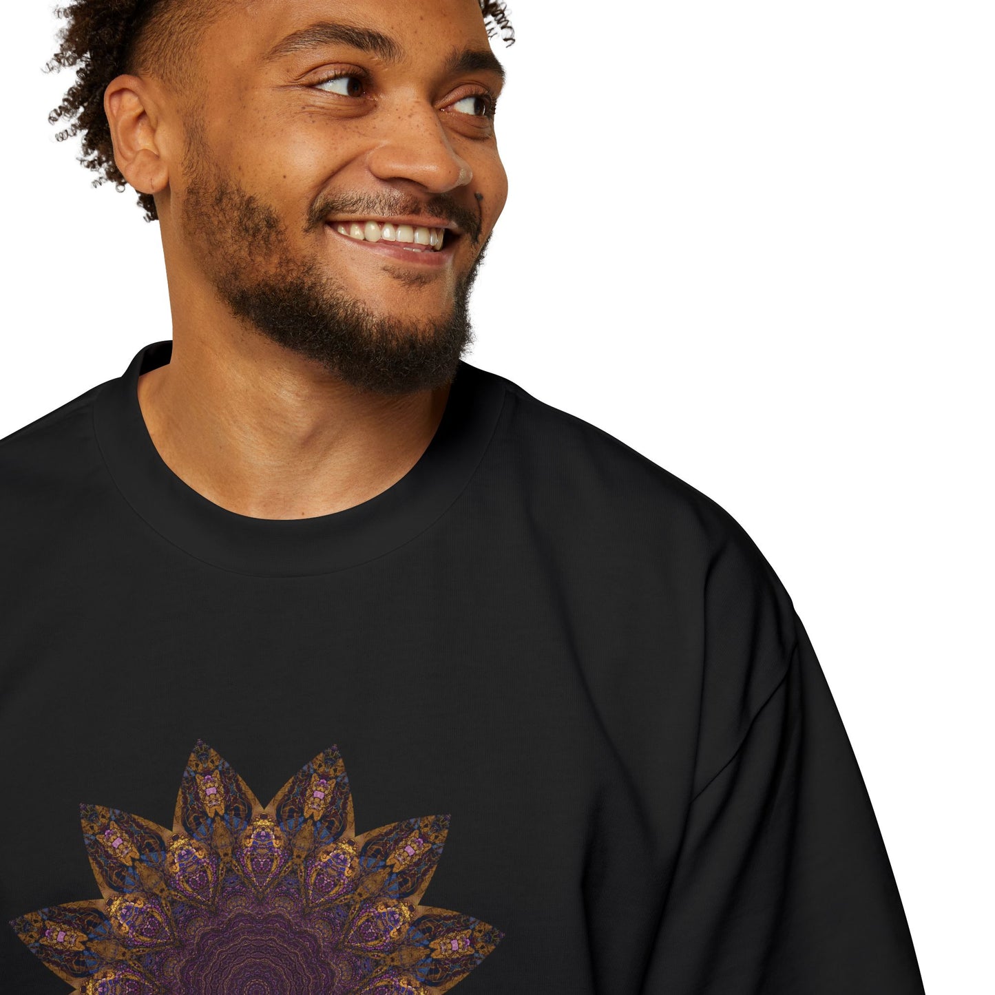Men's Heavy Oversized Tee - Love Light Mandalas No.1