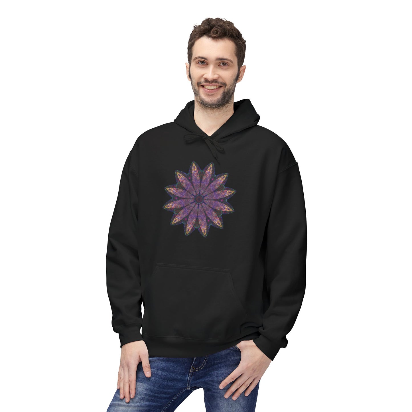 Unisex Midweight Softstyle Fleece Hoodie - Love Light Mandalas No.24