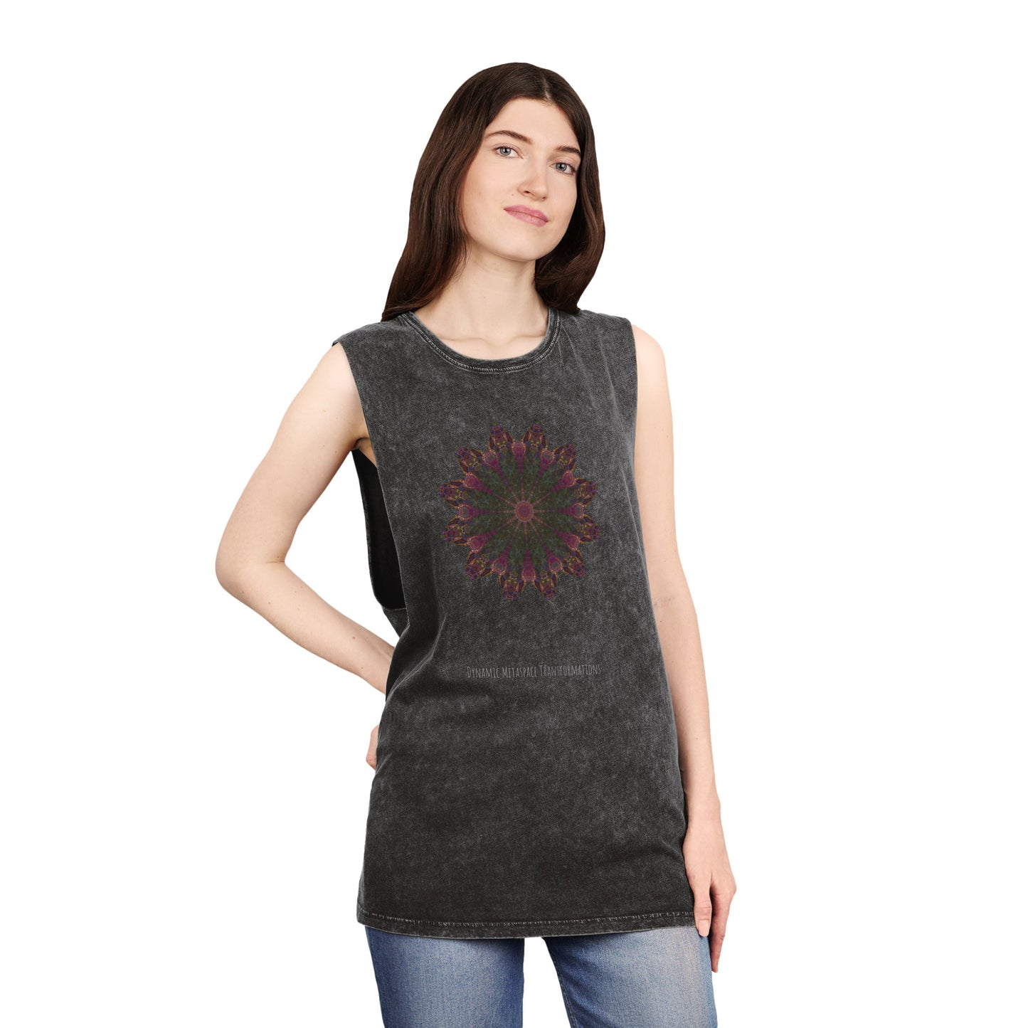 Unisex Stonewash Tank Top - Love Light Mandalas No.7