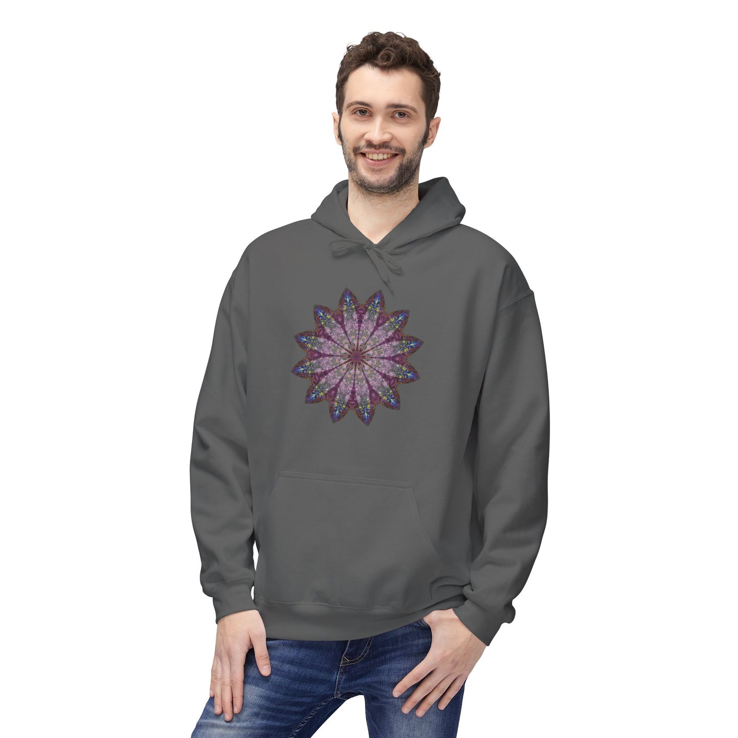 Unisex Midweight Softstyle Fleece Hoodie - Love Light Mandalas No.17