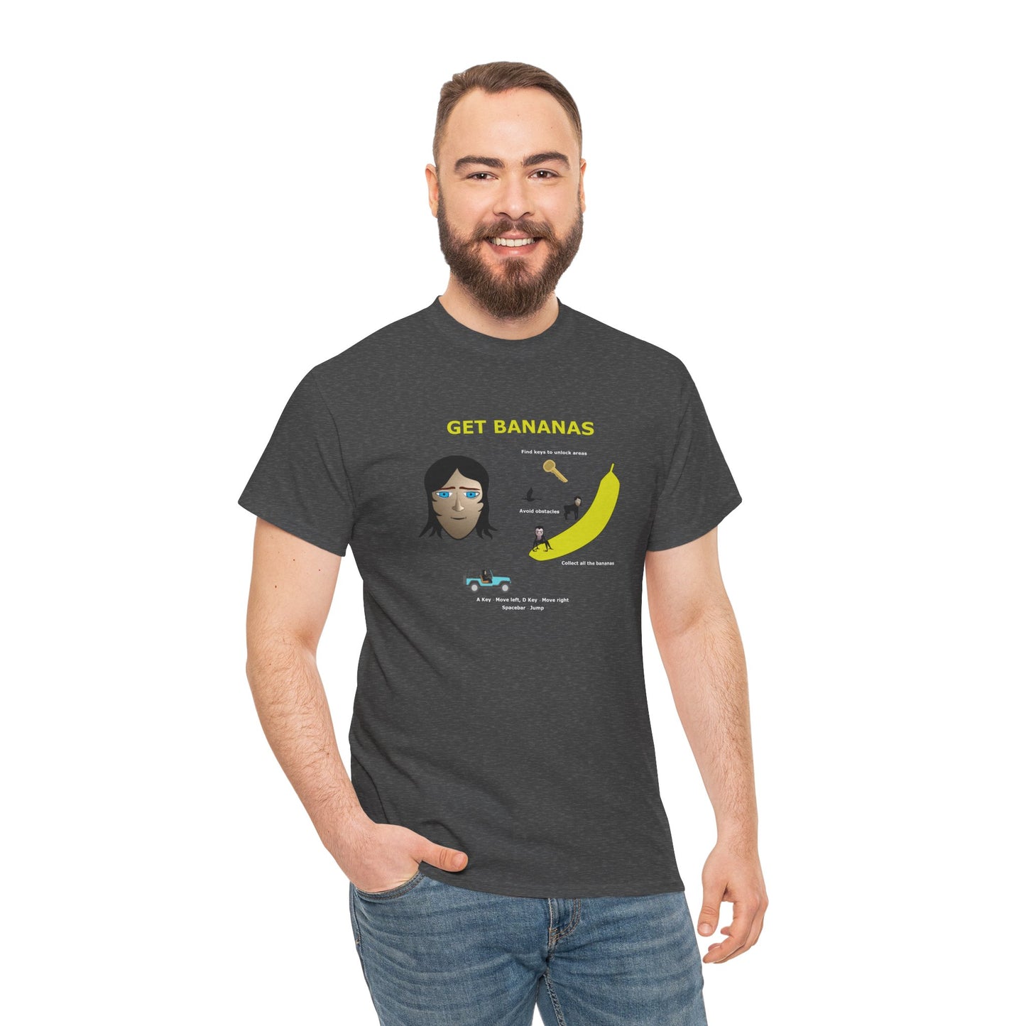 Unisex Heavy Cotton Tee - Monkey Shadows Get Bananas
