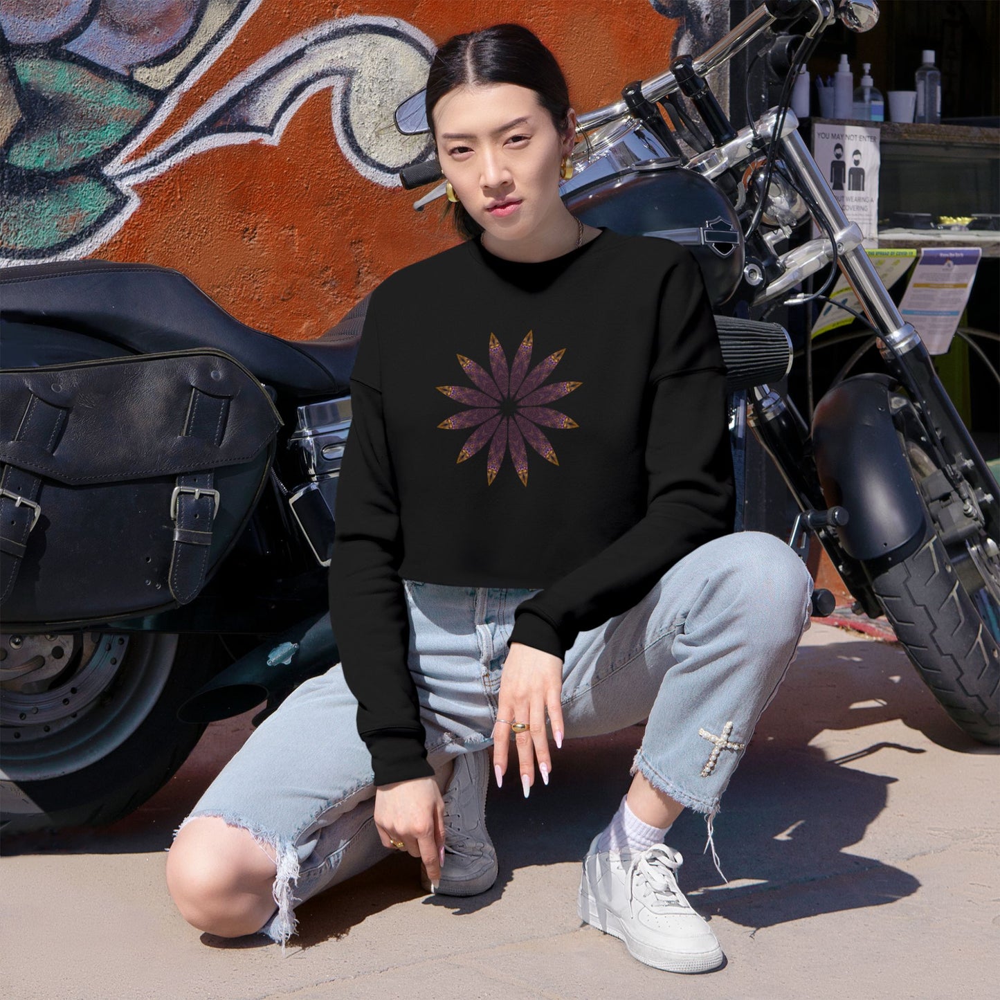 Women's Cropped Sweatshirt - Love Light Mandalas No.2