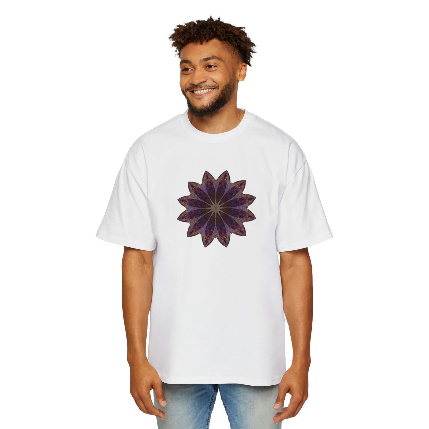 Men's Heavy Oversized Tee - Love Light Mandalas No.11