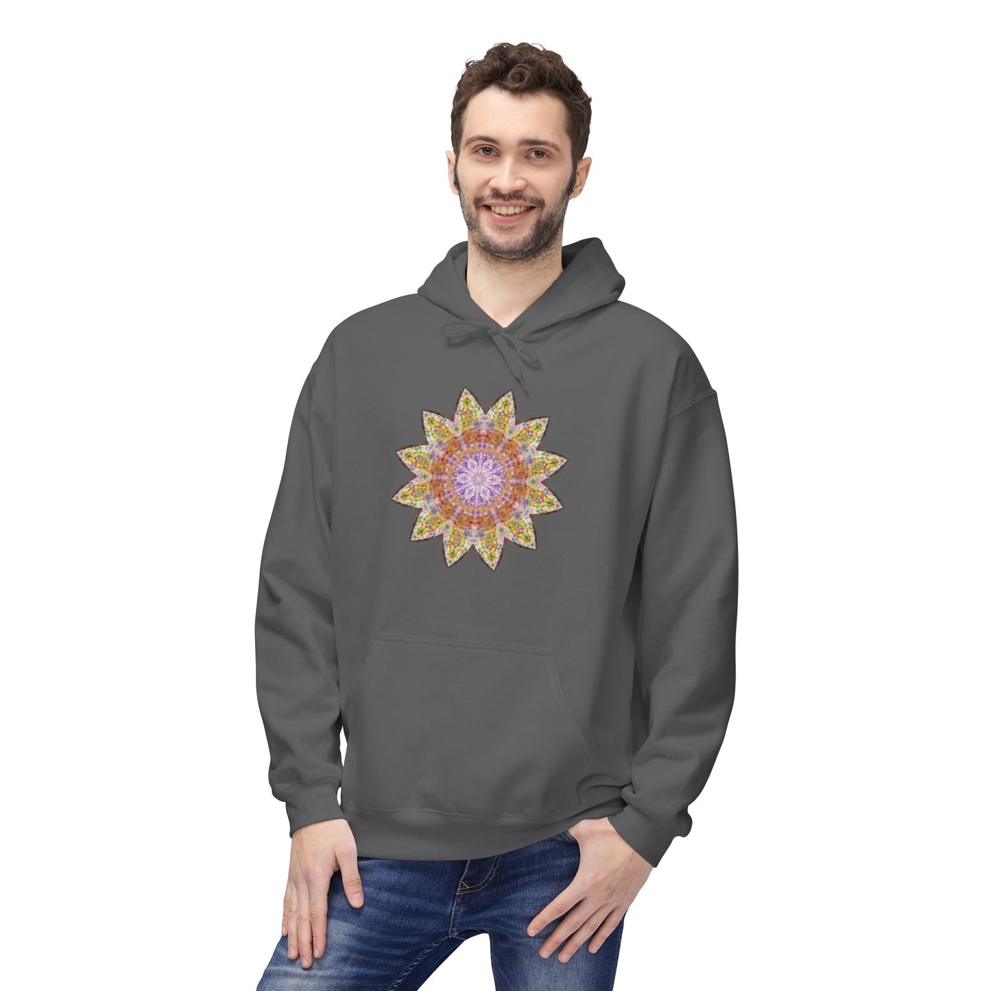 Unisex Midweight Softstyle Fleece Hoodie - Love Light Mandalas No.14