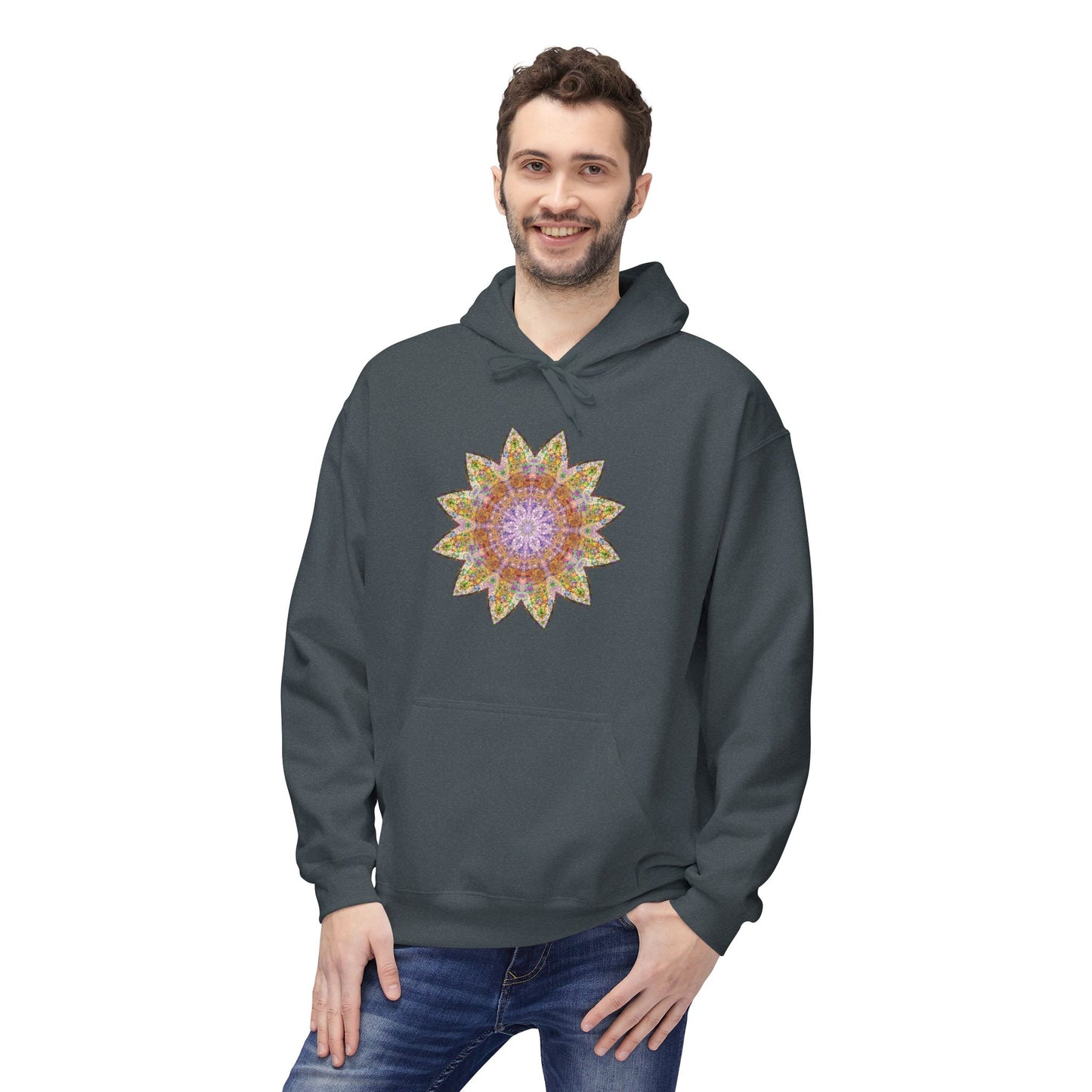 Unisex Midweight Softstyle Fleece Hoodie - Love Light Mandalas No.14