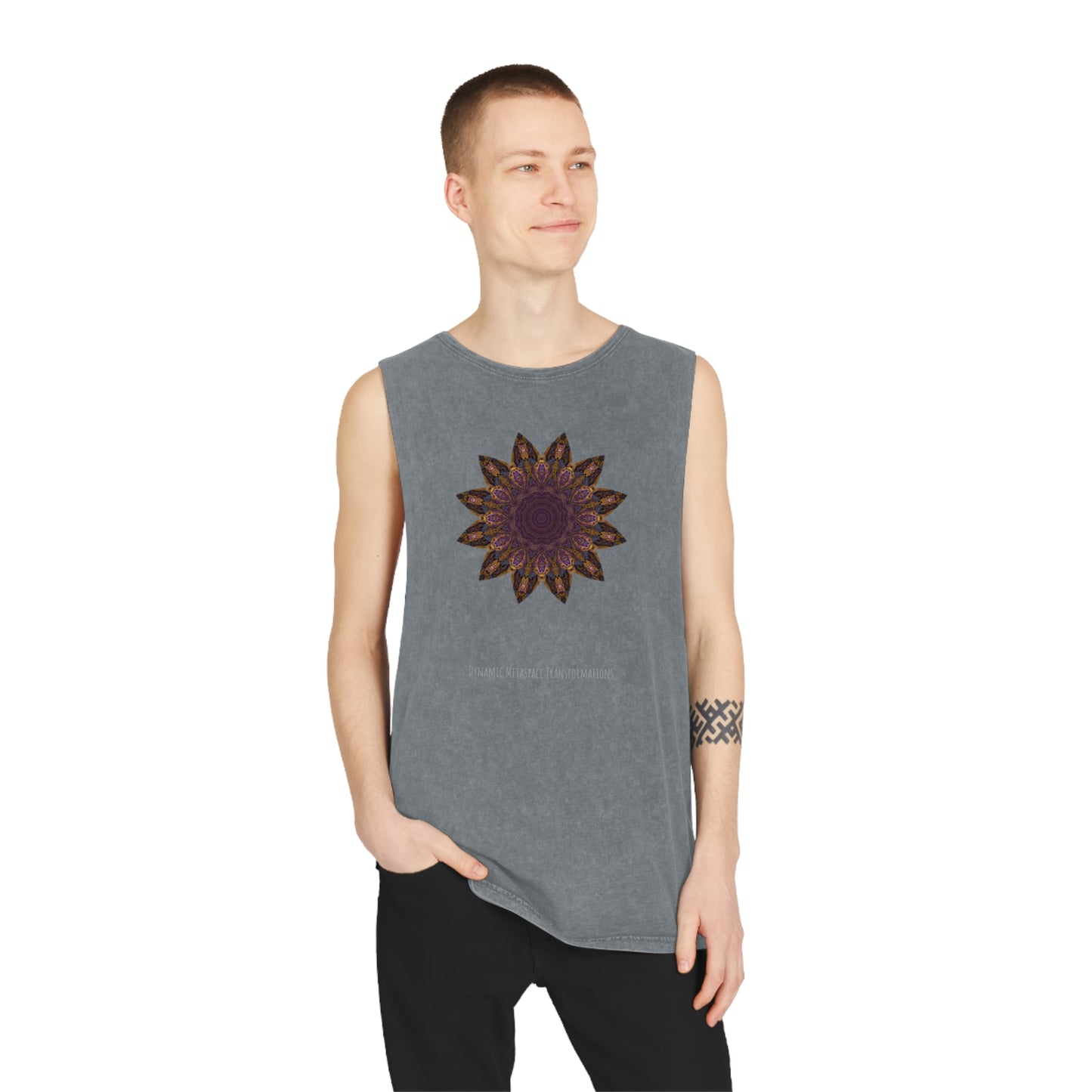 Unisex Stonewash Tank Top - Love Light Mandalas No.1