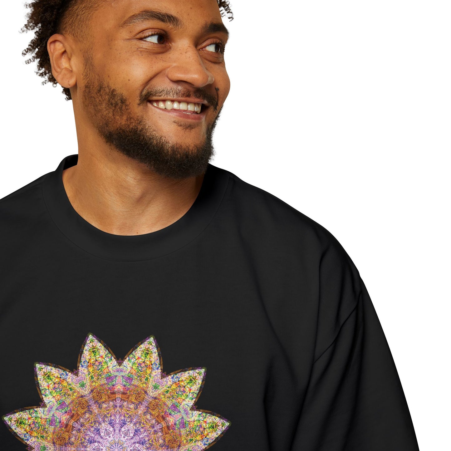 Men's Heavy Oversized Tee - Love Light Mandalas No.14
